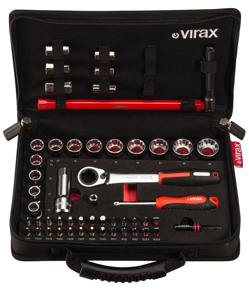 Coffret douilles traversante +  embouts 1/4" + clé robinet