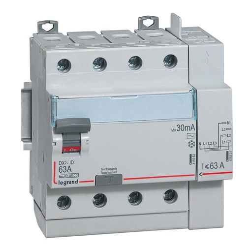 [LEG411652] Interrupteur différentiel DX³-ID haut vis/haut auto 4P 400V~ 40A AC 30mA - 5 mod